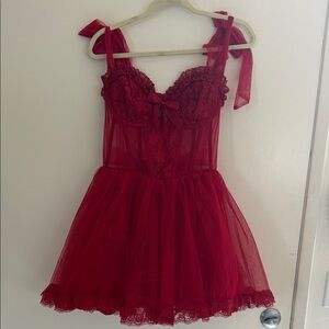 WIDOW Red Lace Tulle Dress
